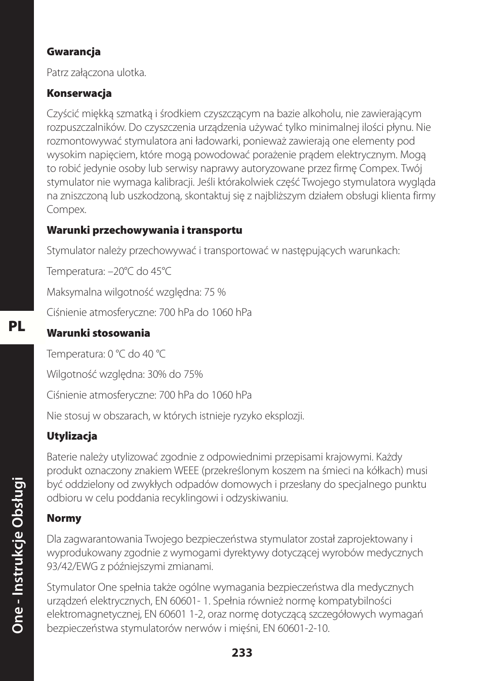 Pl one - instruk cje obsług i | Compex ONE User Manual | Page 236 / 256