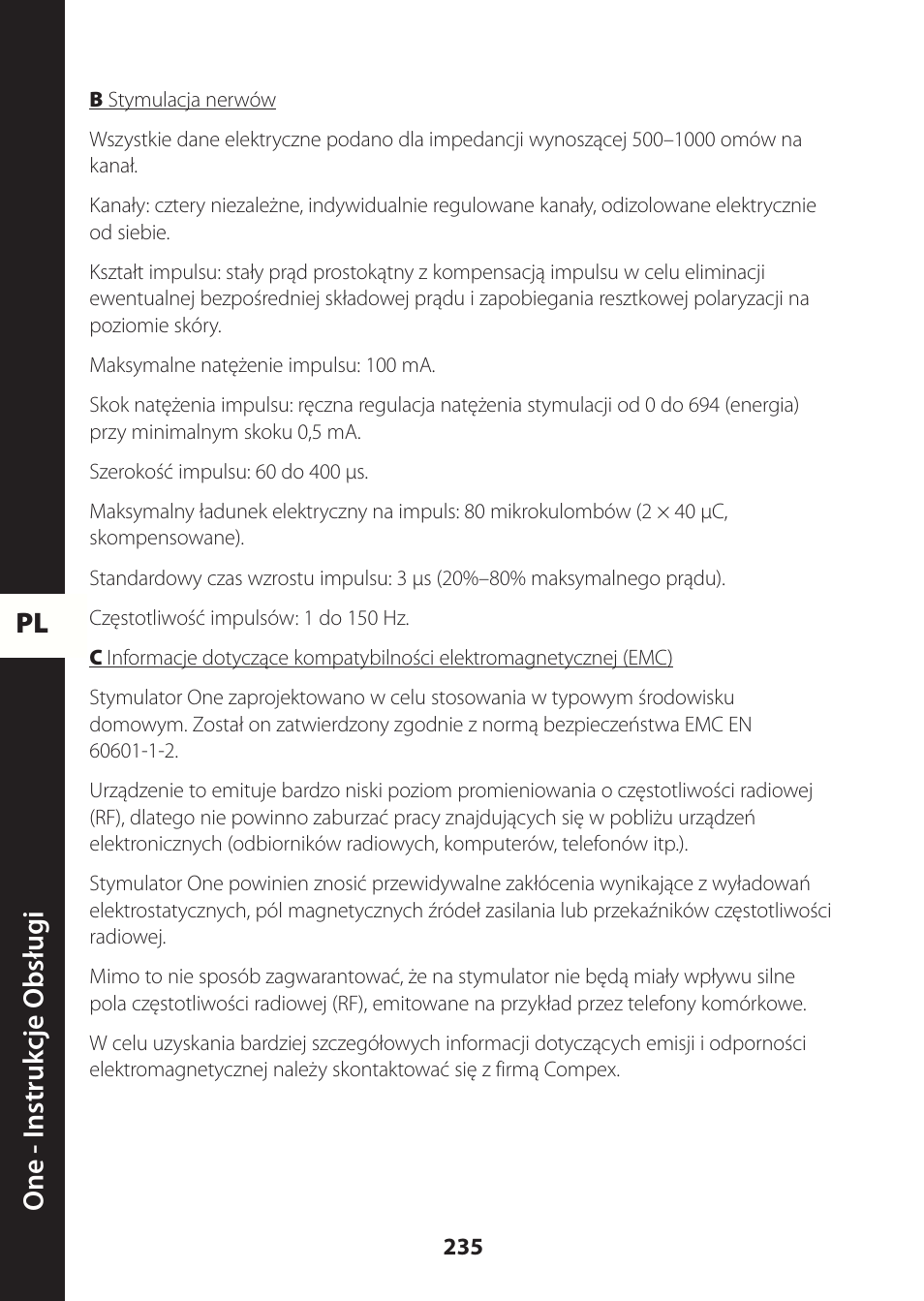 Pl one - instruk cje obsług i | Compex ONE User Manual | Page 238 / 256