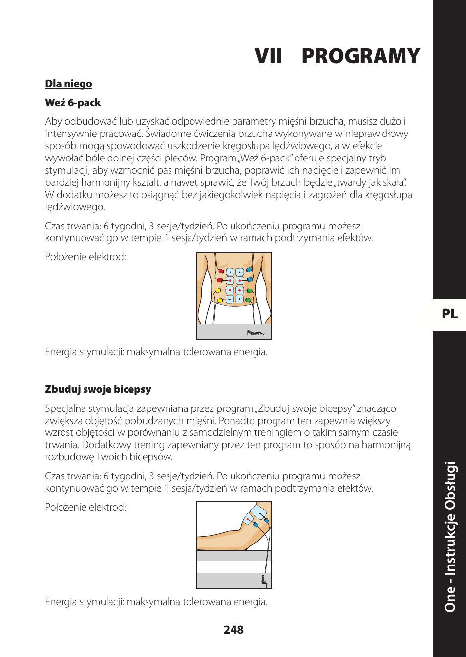 Vii programy, Pl one - instruk cje obsług i | Compex ONE User Manual | Page 251 / 256