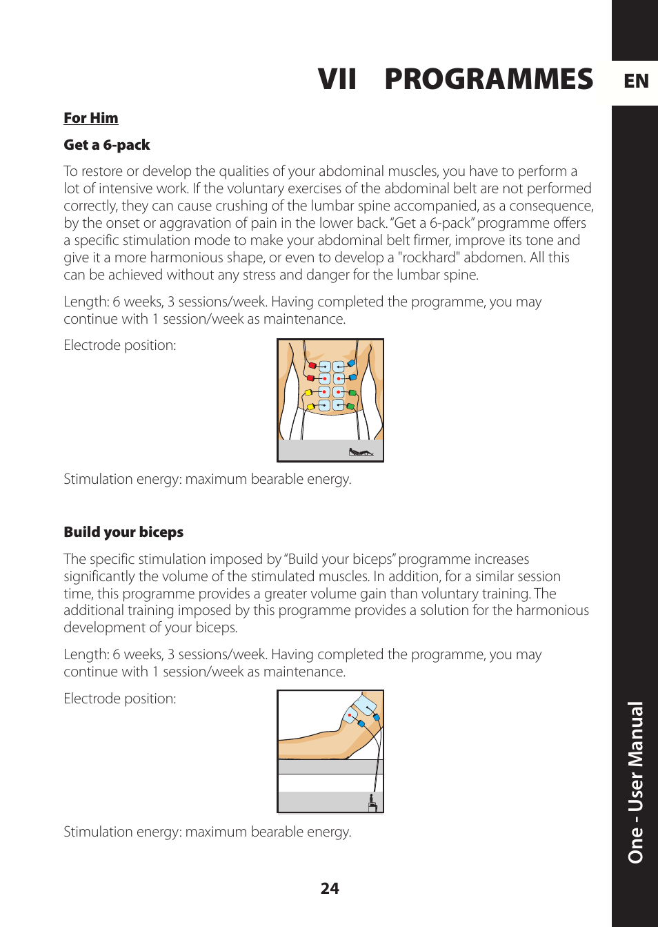 Vii programmes, En one - u ser m anual | Compex ONE User Manual | Page 27 / 256