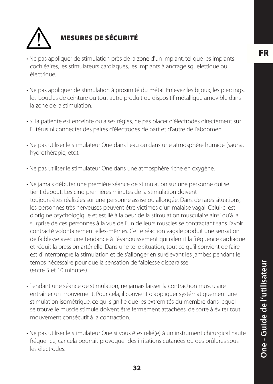 Fr one - guide de l ’utilisa teur | Compex ONE User Manual | Page 35 / 256