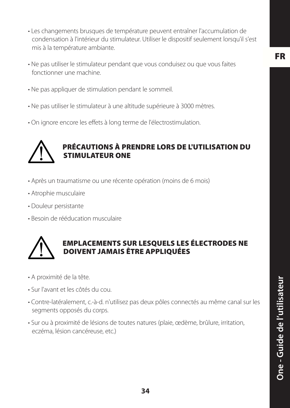 Fr one - guide de l ’utilisa teur | Compex ONE User Manual | Page 37 / 256