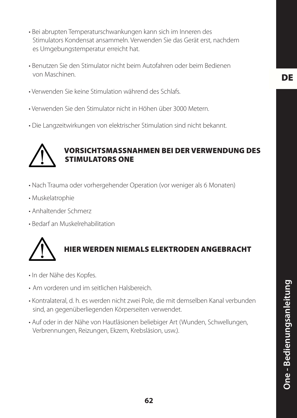 De one - b edienungsanleitung | Compex ONE User Manual | Page 65 / 256