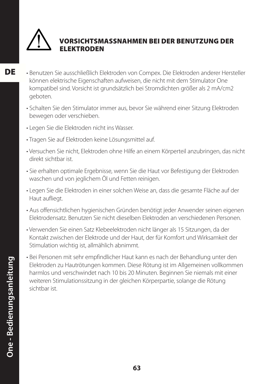 De one - b edienungsanleitung | Compex ONE User Manual | Page 66 / 256