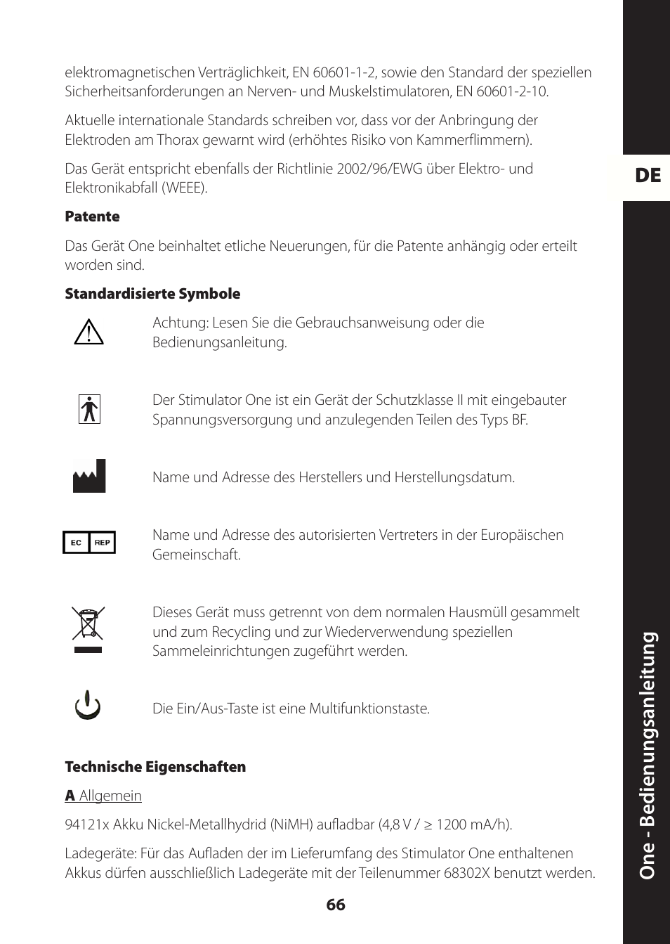 De one - b edienungsanleitung | Compex ONE User Manual | Page 69 / 256