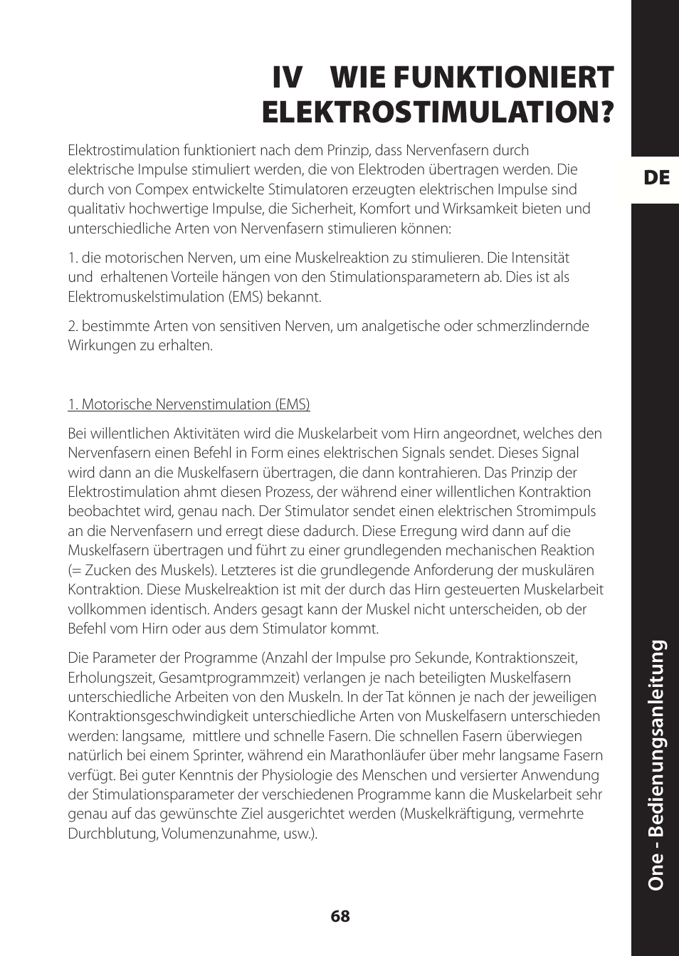 Iv wie funktioniert elektrostimulation | Compex ONE User Manual | Page 71 / 256