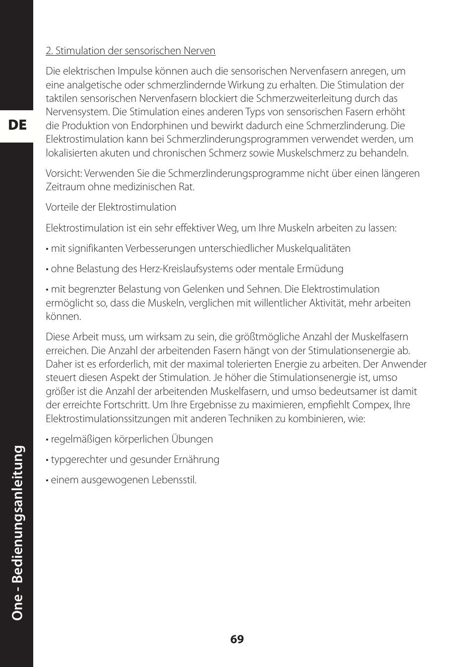 De one - b edienungsanleitung | Compex ONE User Manual | Page 72 / 256
