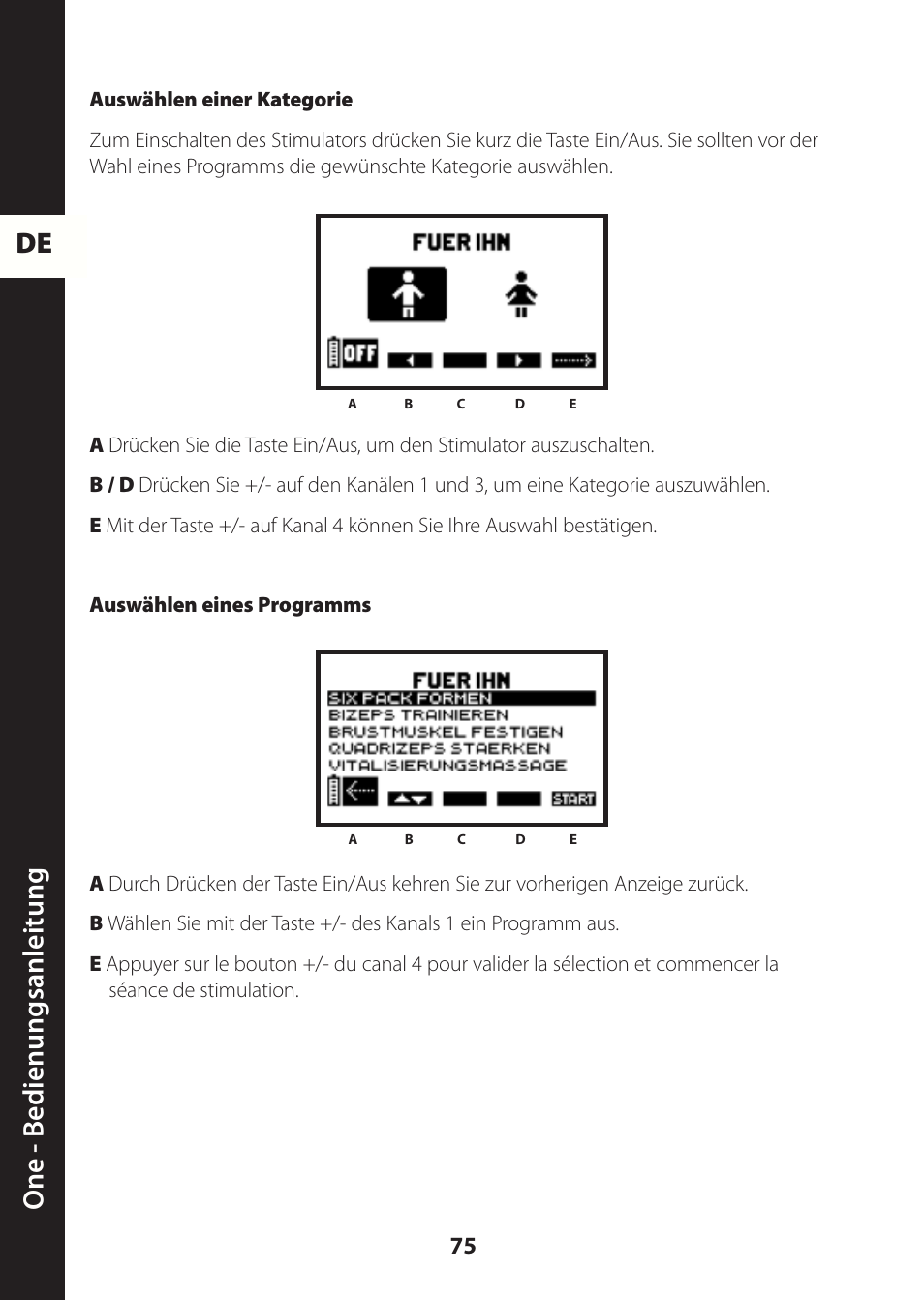 De one - b edienungsanleitung | Compex ONE User Manual | Page 78 / 256