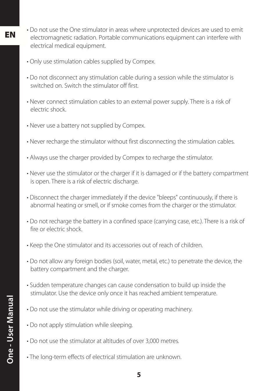 En one - u ser m anual | Compex ONE User Manual | Page 8 / 256