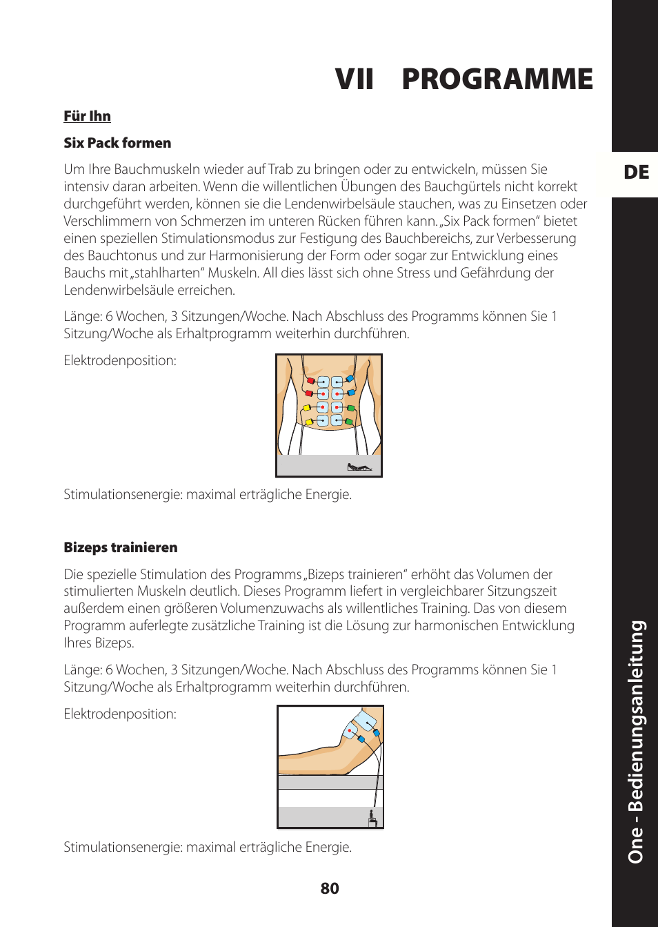 Vii programme, De one - b edienungsanleitung | Compex ONE User Manual | Page 83 / 256