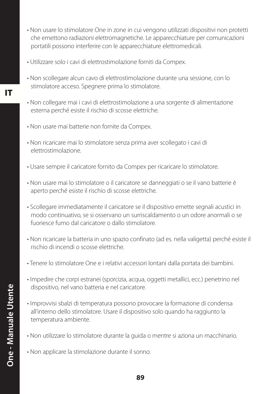 It one - m anuale ut en te | Compex ONE User Manual | Page 92 / 256