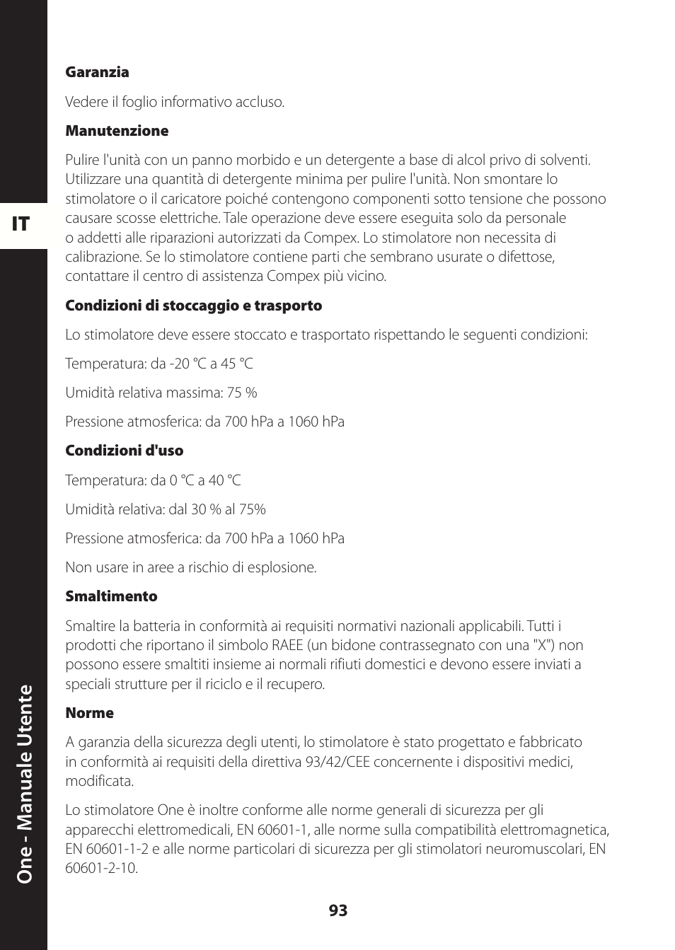 It one - m anuale ut en te | Compex ONE User Manual | Page 96 / 256