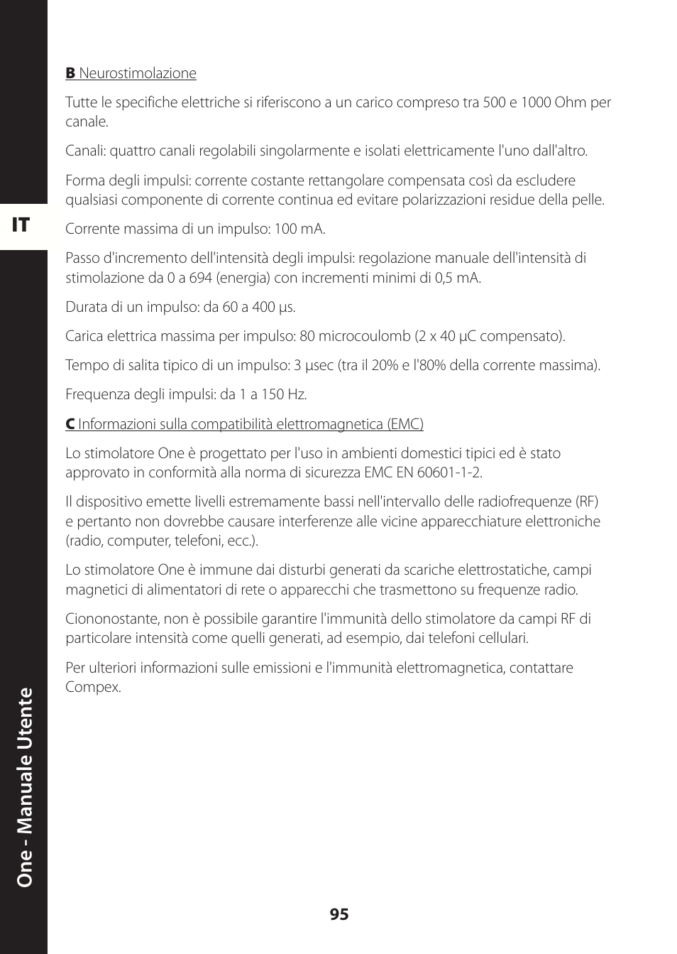 It one - m anuale ut en te | Compex ONE User Manual | Page 98 / 256