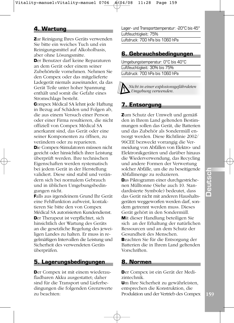 Deutsch | Compex Vitality User Manual | Page 159 / 308