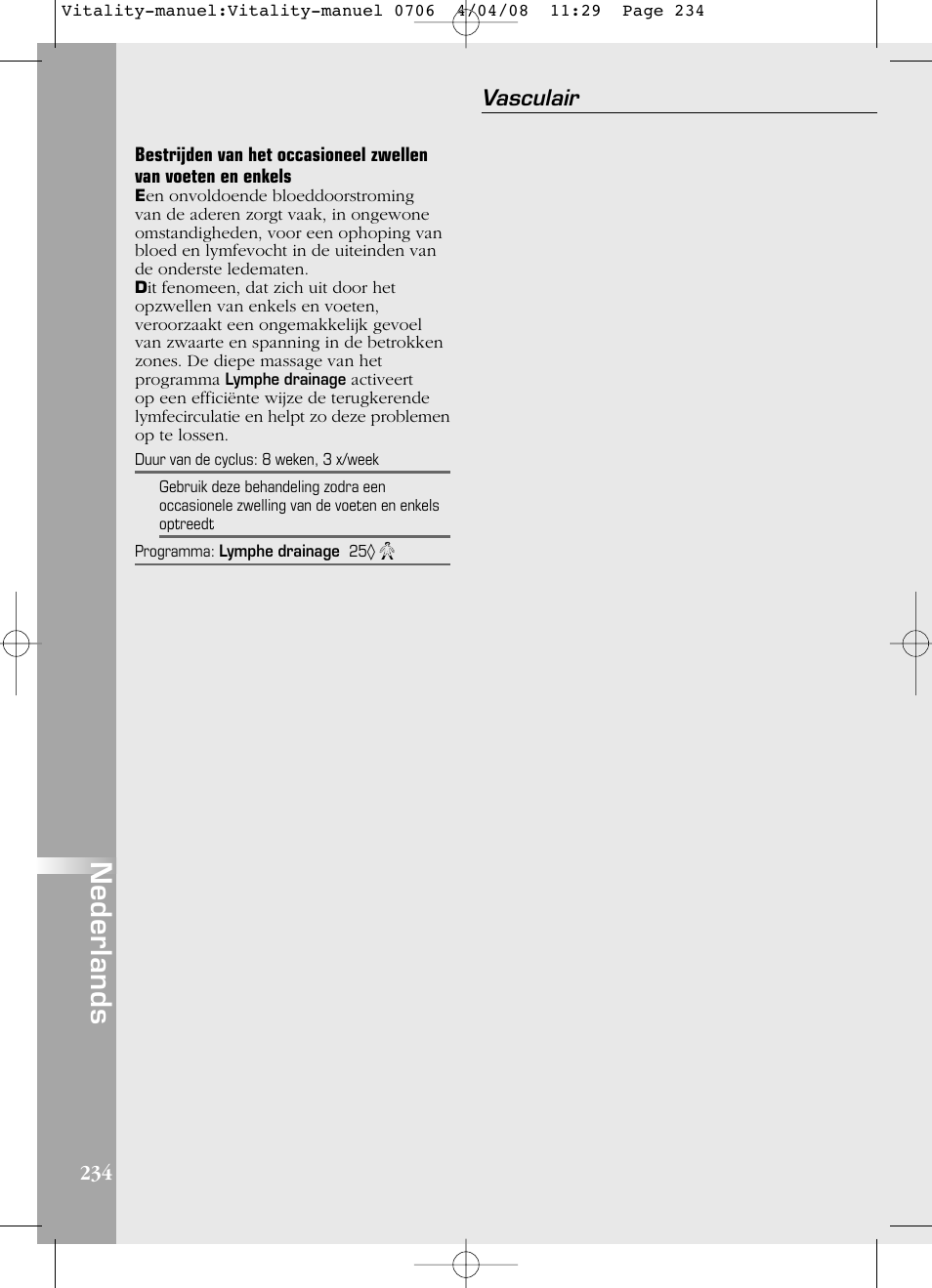 Nederlands, Vasculair | Compex Vitality User Manual | Page 234 / 308