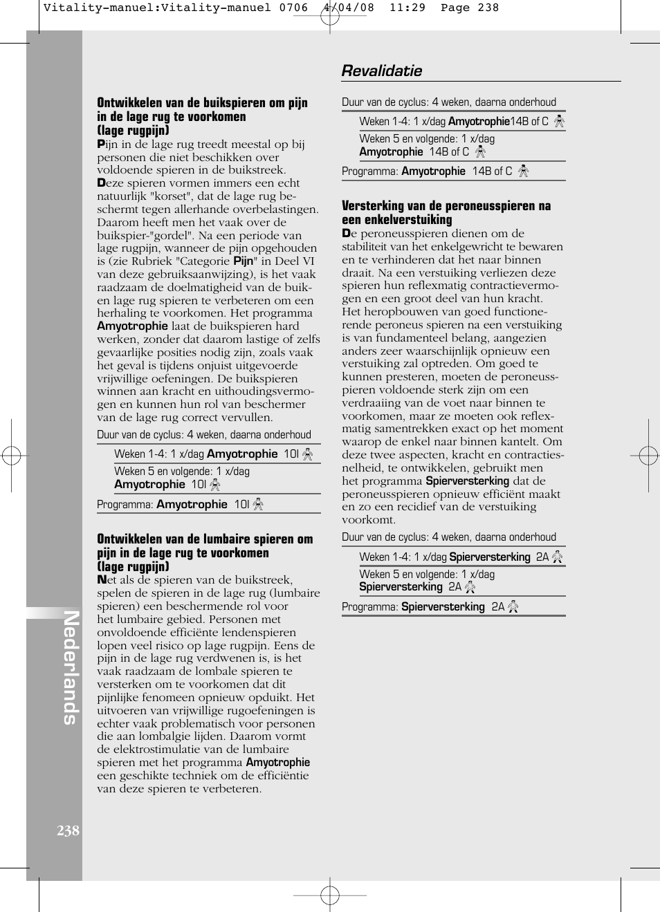 Nederlands, Revalidatie | Compex Vitality User Manual | Page 238 / 308