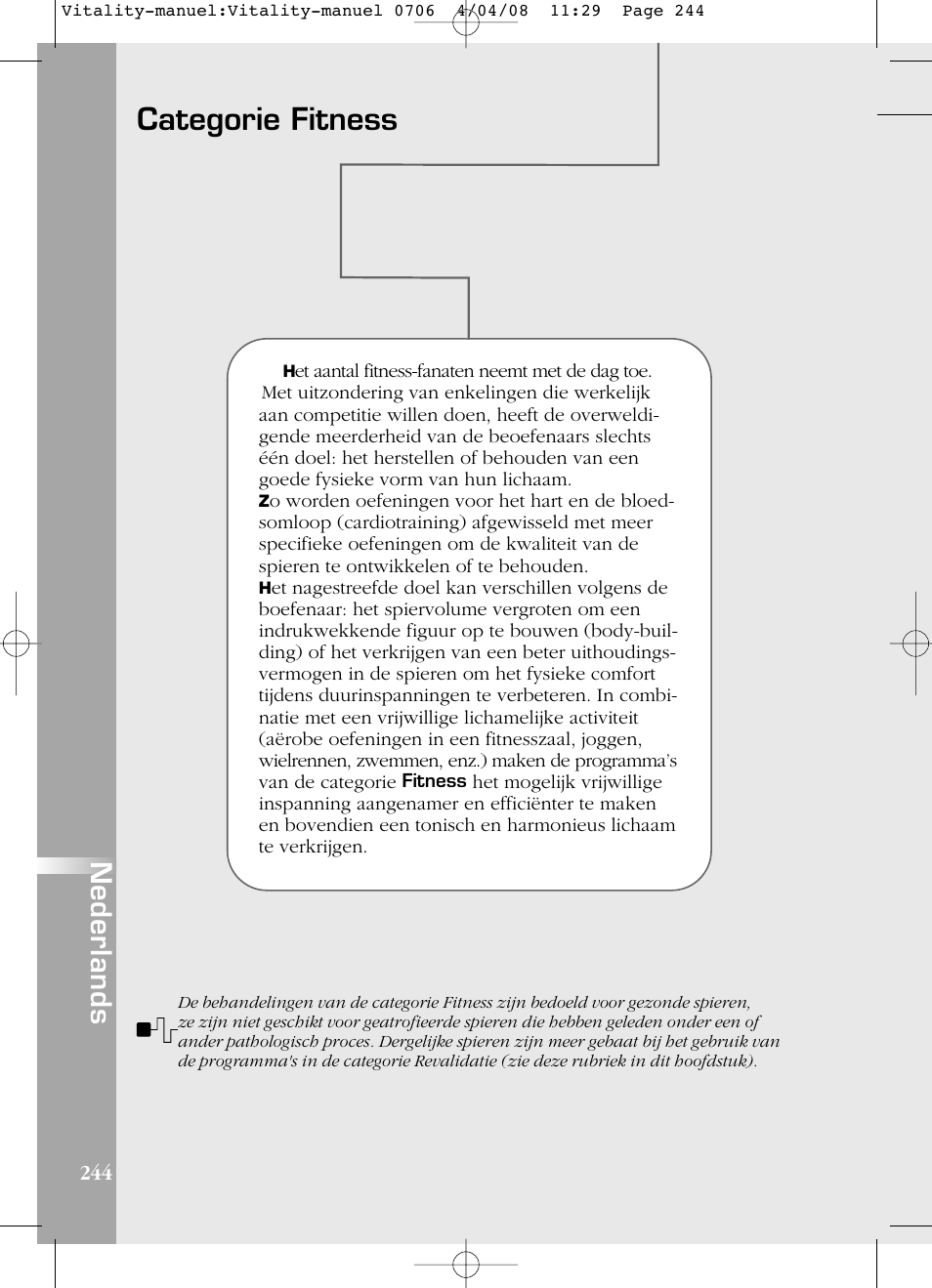 Categorie fitness, Nederlands | Compex Vitality User Manual | Page 244 / 308
