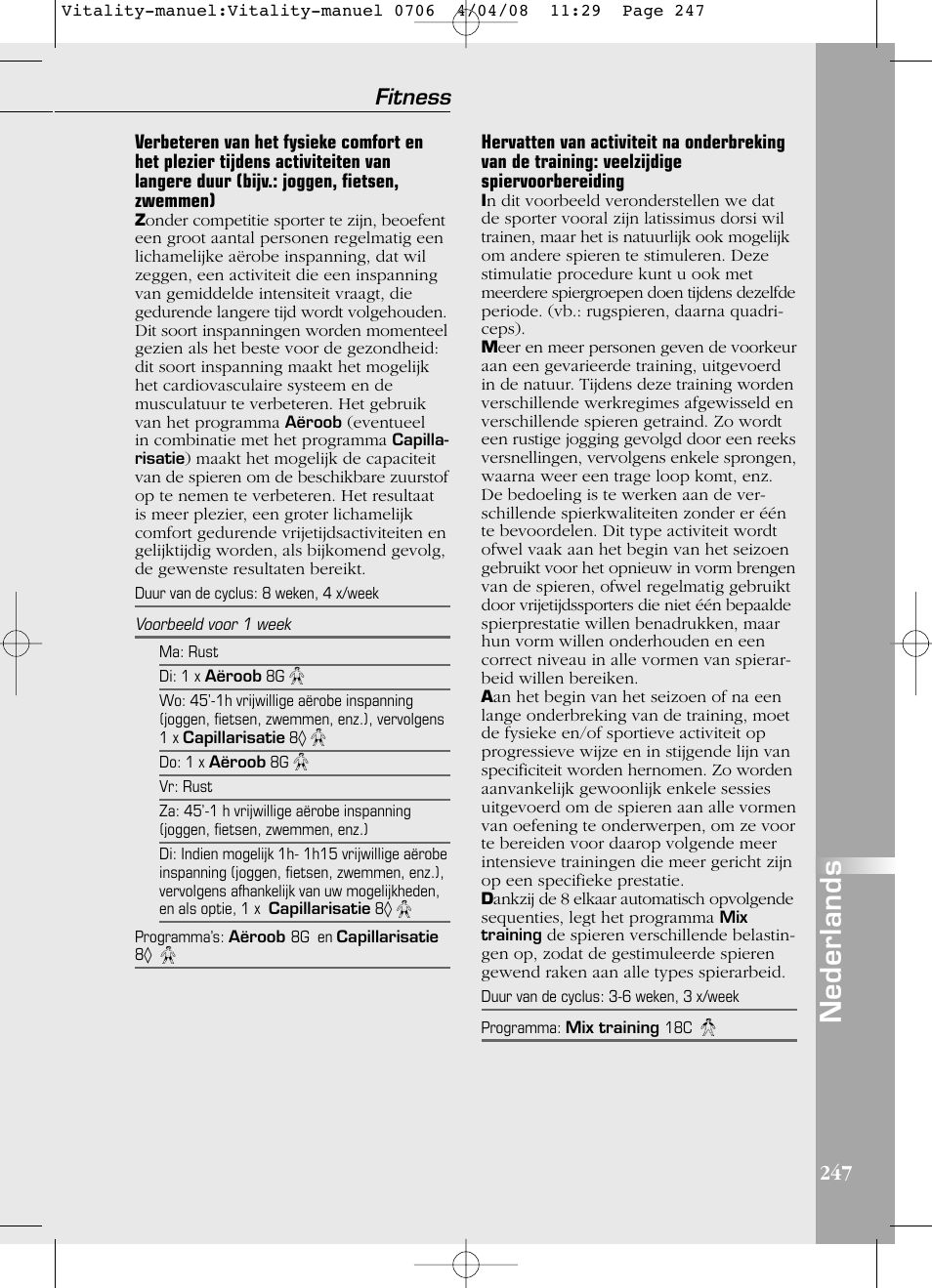 Nederlands, Fitness | Compex Vitality User Manual | Page 247 / 308