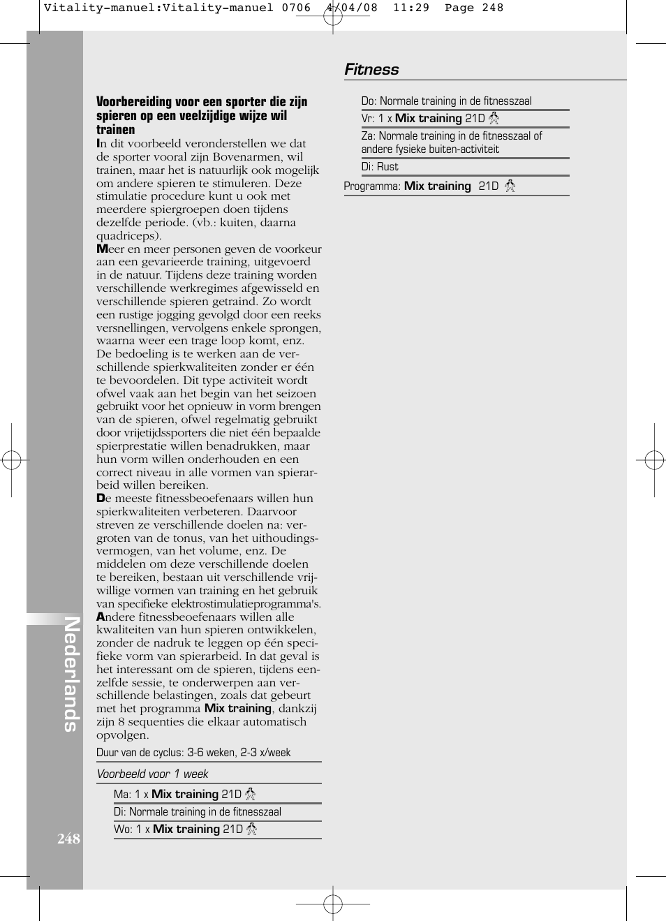 Nederlands, Fitness | Compex Vitality User Manual | Page 248 / 308