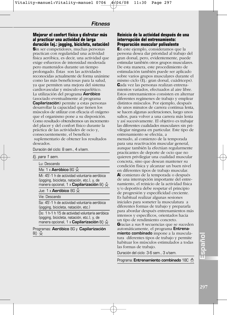 Español, Fitness | Compex Vitality User Manual | Page 297 / 308