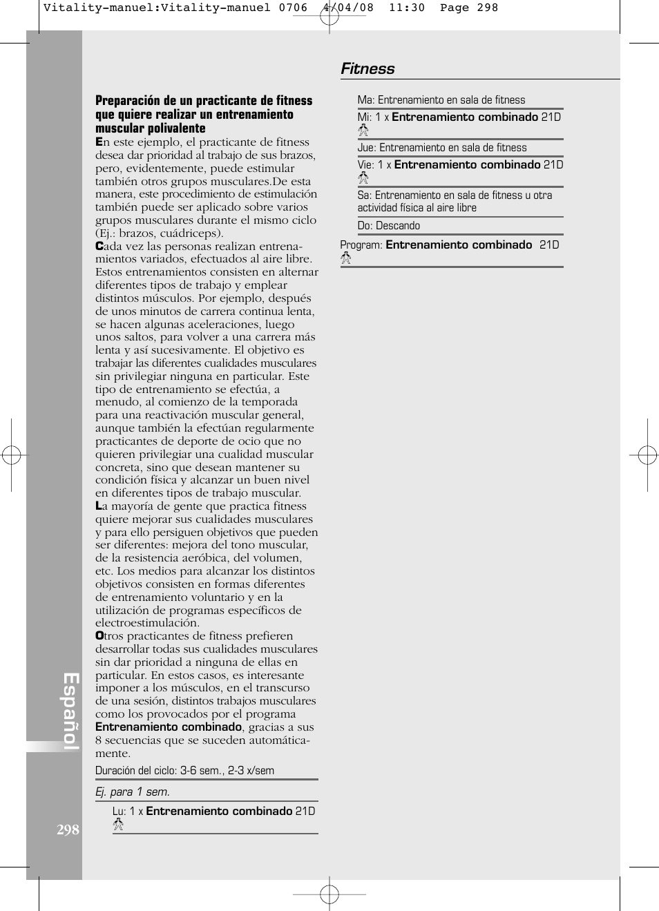 Español, 298 fitness | Compex Vitality User Manual | Page 298 / 308