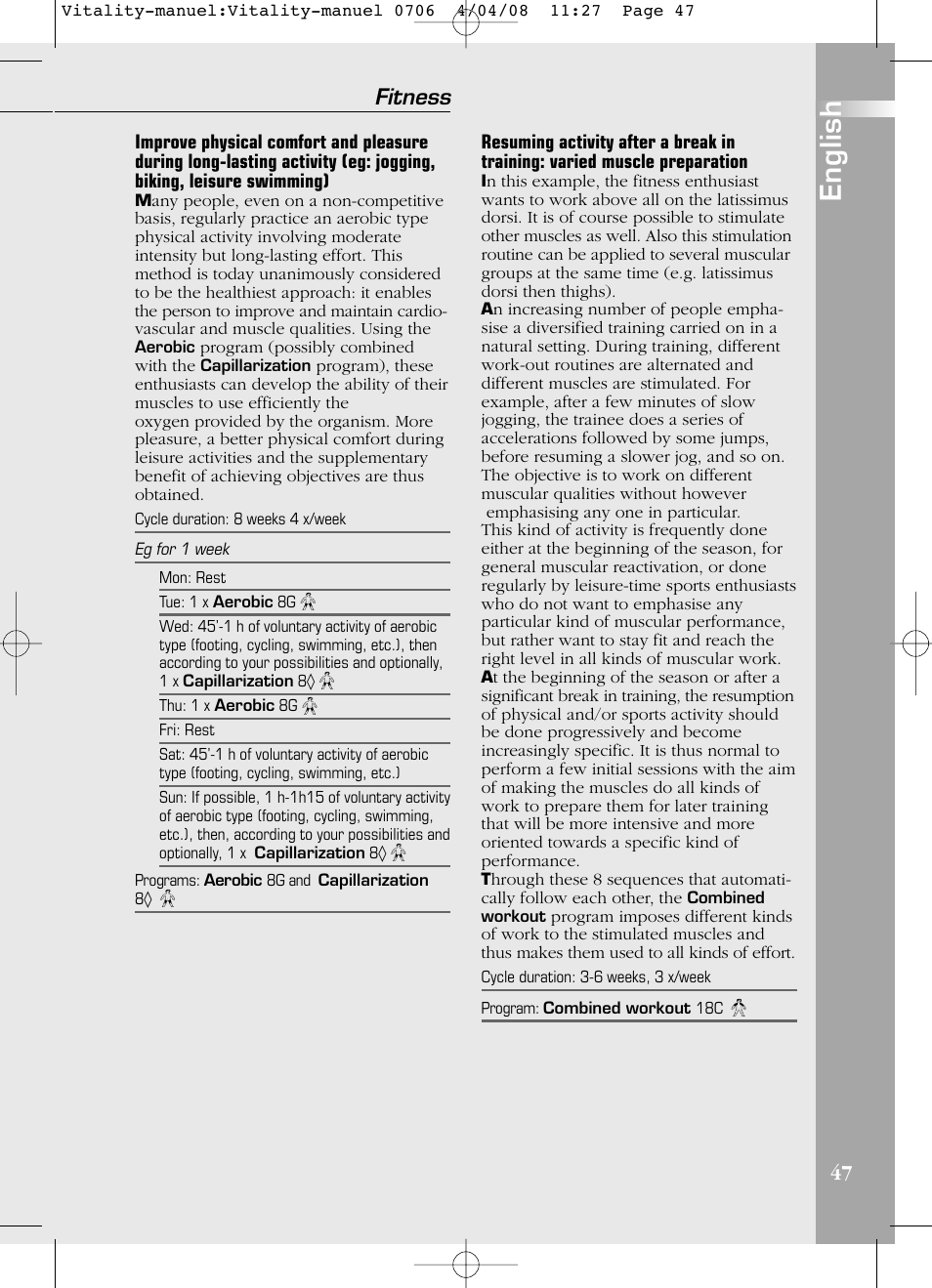 English, 47 fitness | Compex Vitality User Manual | Page 47 / 308