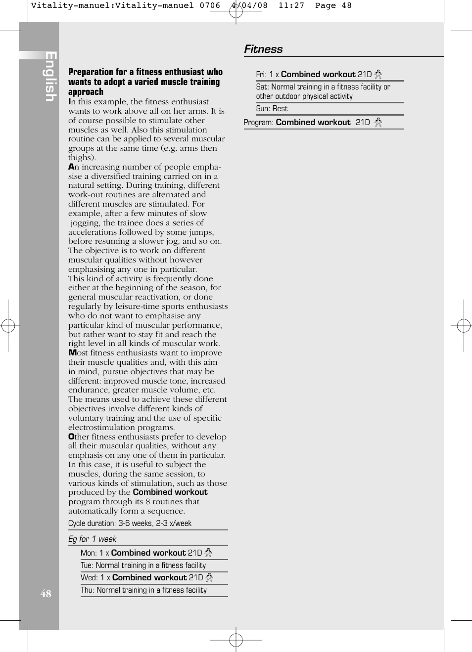 English, 48 fitness | Compex Vitality User Manual | Page 48 / 308