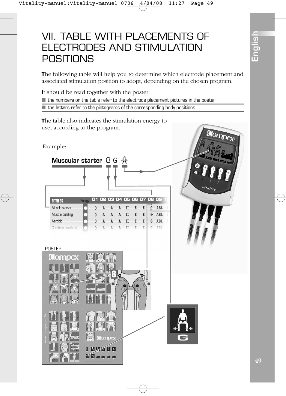 English | Compex Vitality User Manual | Page 49 / 308