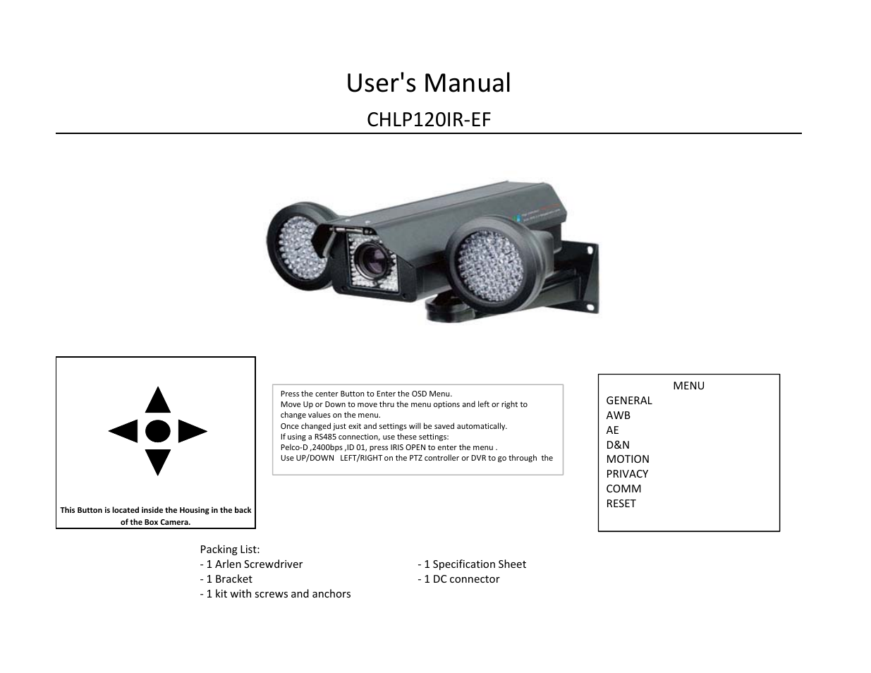 COP-USA CHLP120IR-EF User Manual | 5 pages