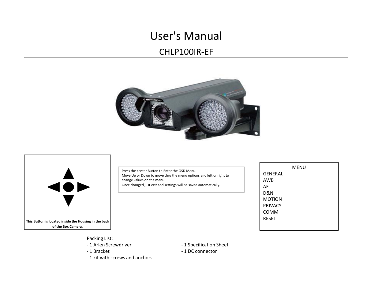 COP-USA CHLP100IR-EF User Manual | 9 pages