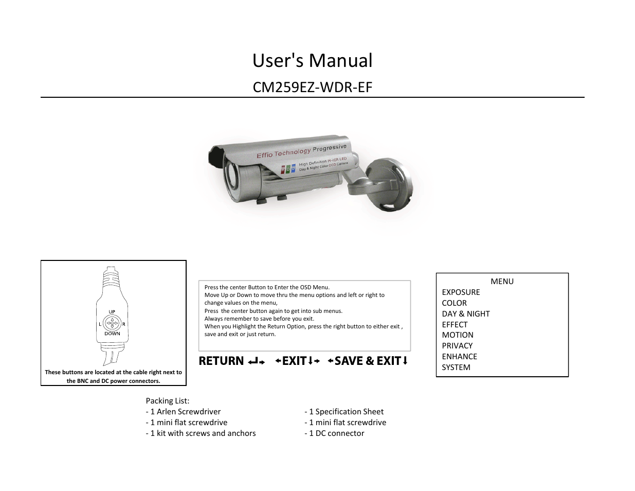 COP-USA CM259EZ-WDR-EF User Manual | 6 pages