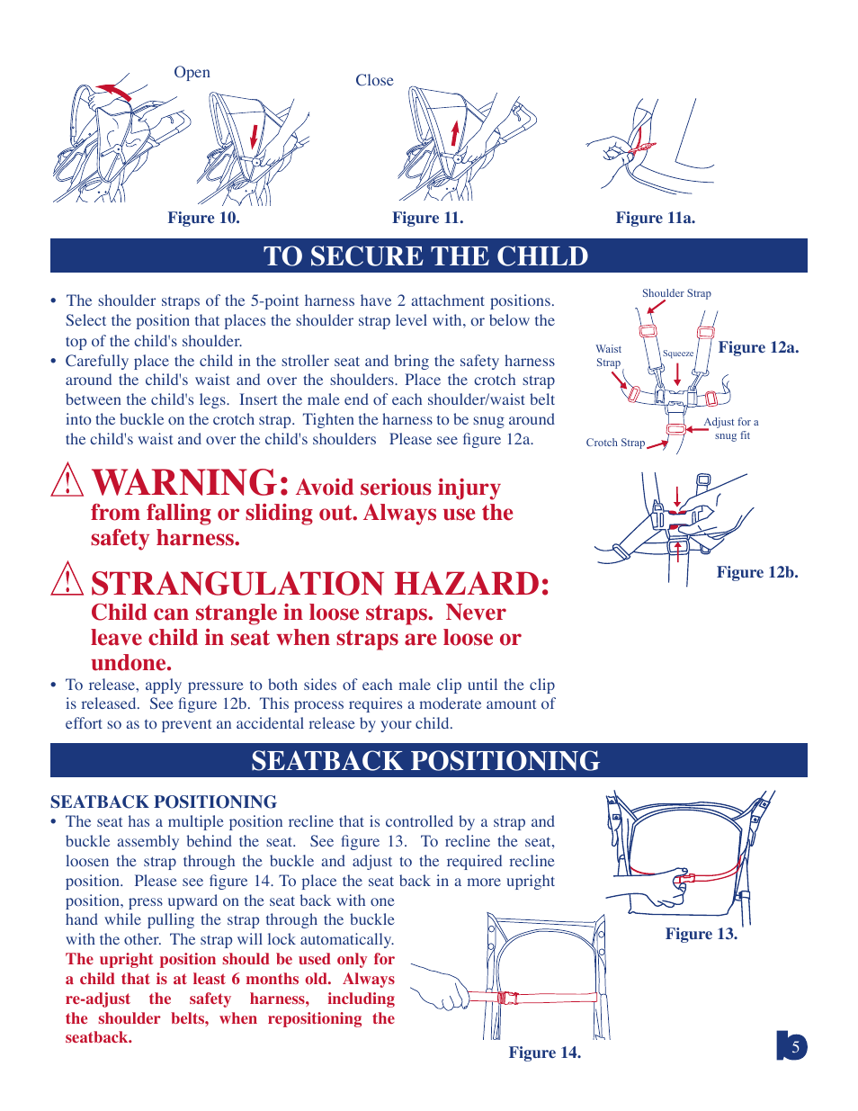 Warning, Strangulation hazard | Baby Trend Expedition Double Jogging Stroller 9178TW User Manual | Page 5 / 9