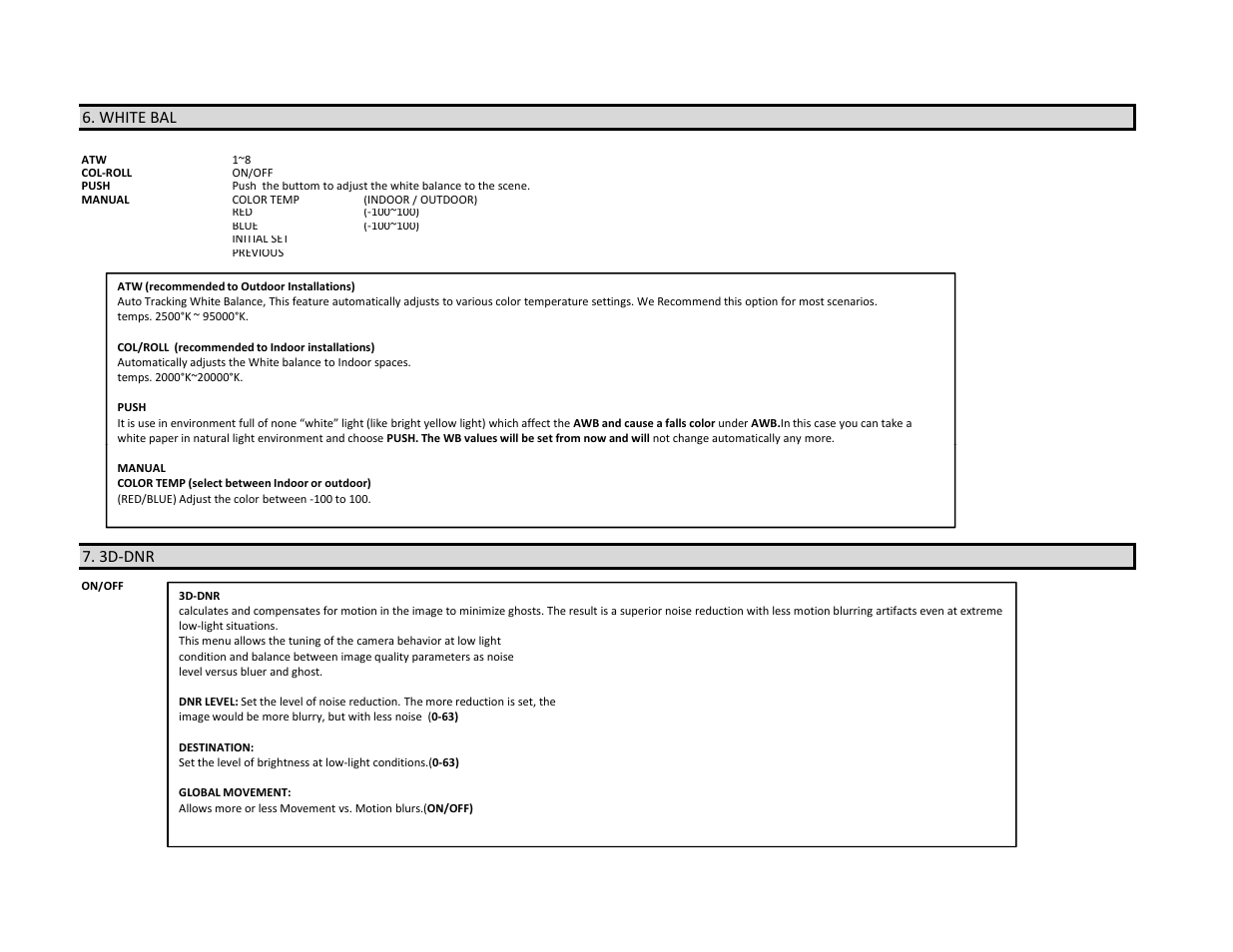 White bal, 3d‐dnr | COP-USA CD260XIRICR-WDR User Manual | Page 4 / 5