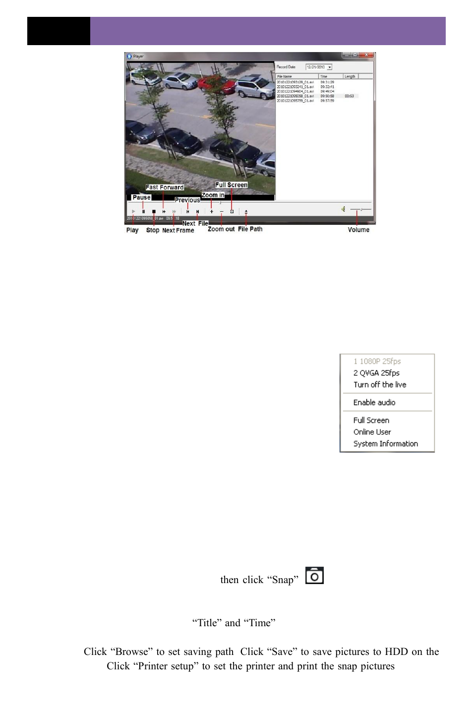 3 right-click function, 4 snap pictures | COP-USA CD55HD-IP User Manual | Page 15 / 55