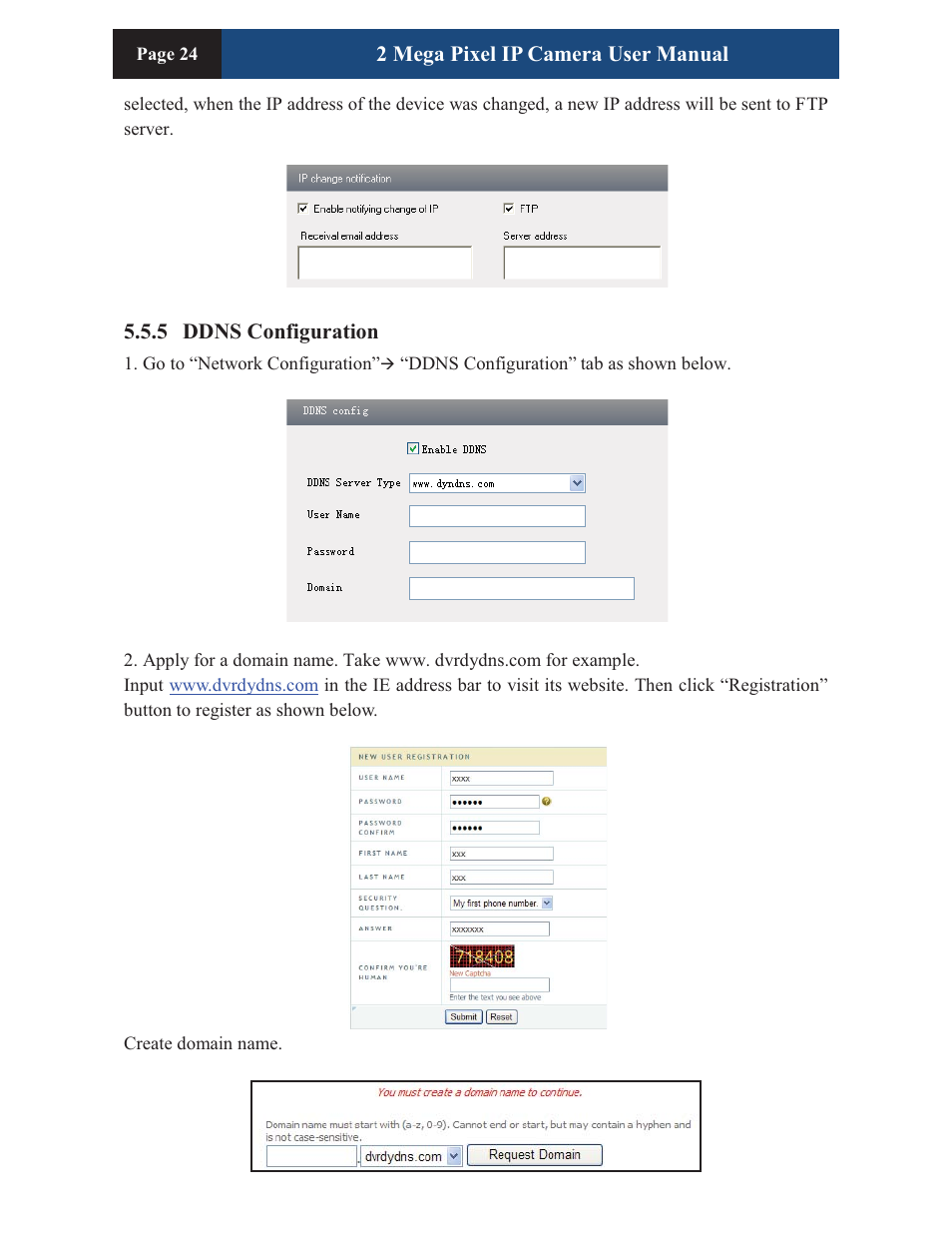 2 mega pixel ip camera user manual, 5 ddns configuration | COP-USA CM260IR-IP User Manual | Page 28 / 39