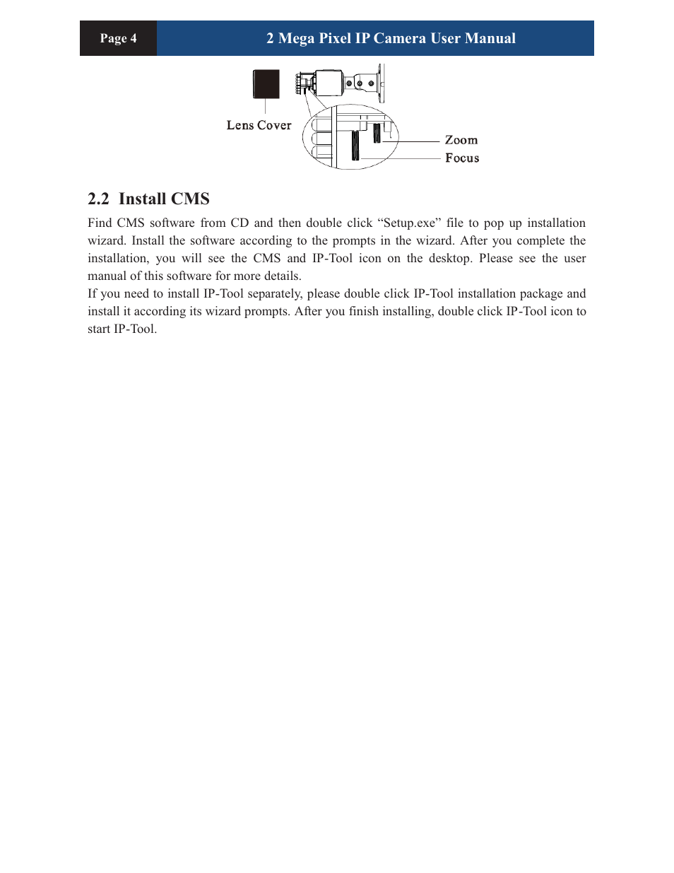 2 install cms | COP-USA CM260IR-IP User Manual | Page 8 / 39