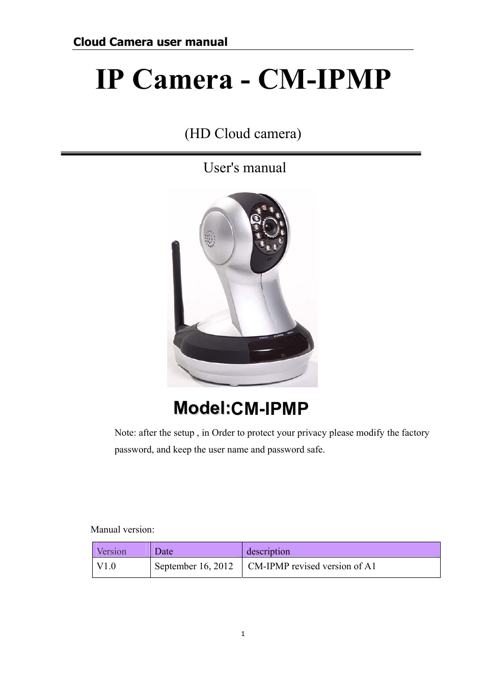 COP-USA CM1-IPMP (CM-IPMP) User Manual | 39 pages