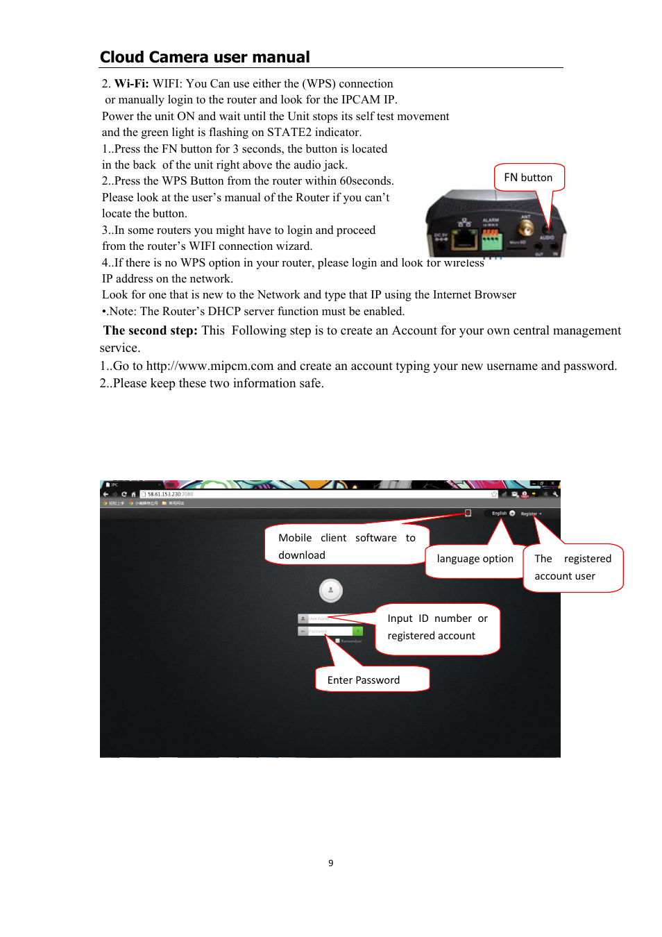 Cloud camera user manual | COP-USA CM1-IPMP (CM-IPMP) User Manual | Page 9 / 39
