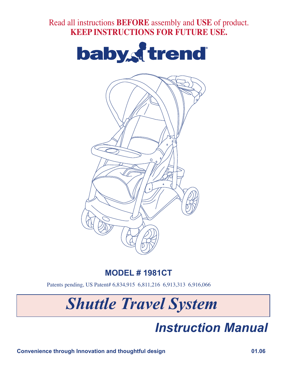 Baby Trend 1981CT User Manual | 10 pages