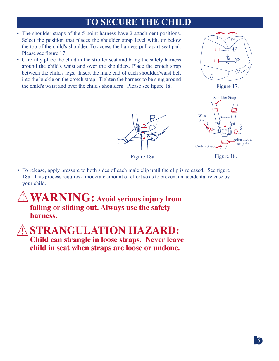 Warning, Strangulation hazard | Baby Trend 1981CT User Manual | Page 5 / 10