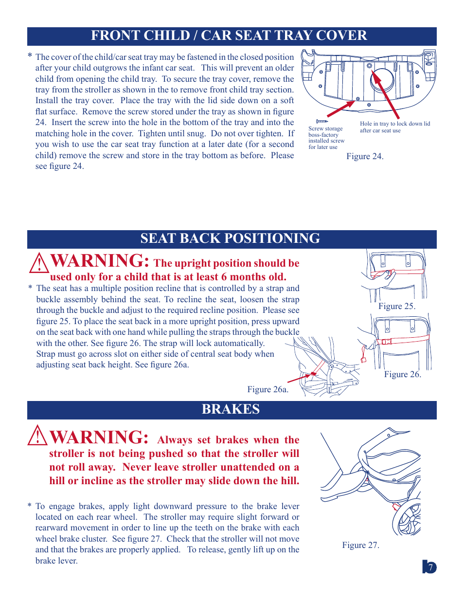 Warning, Brakes | Baby Trend 1981CT User Manual | Page 7 / 10