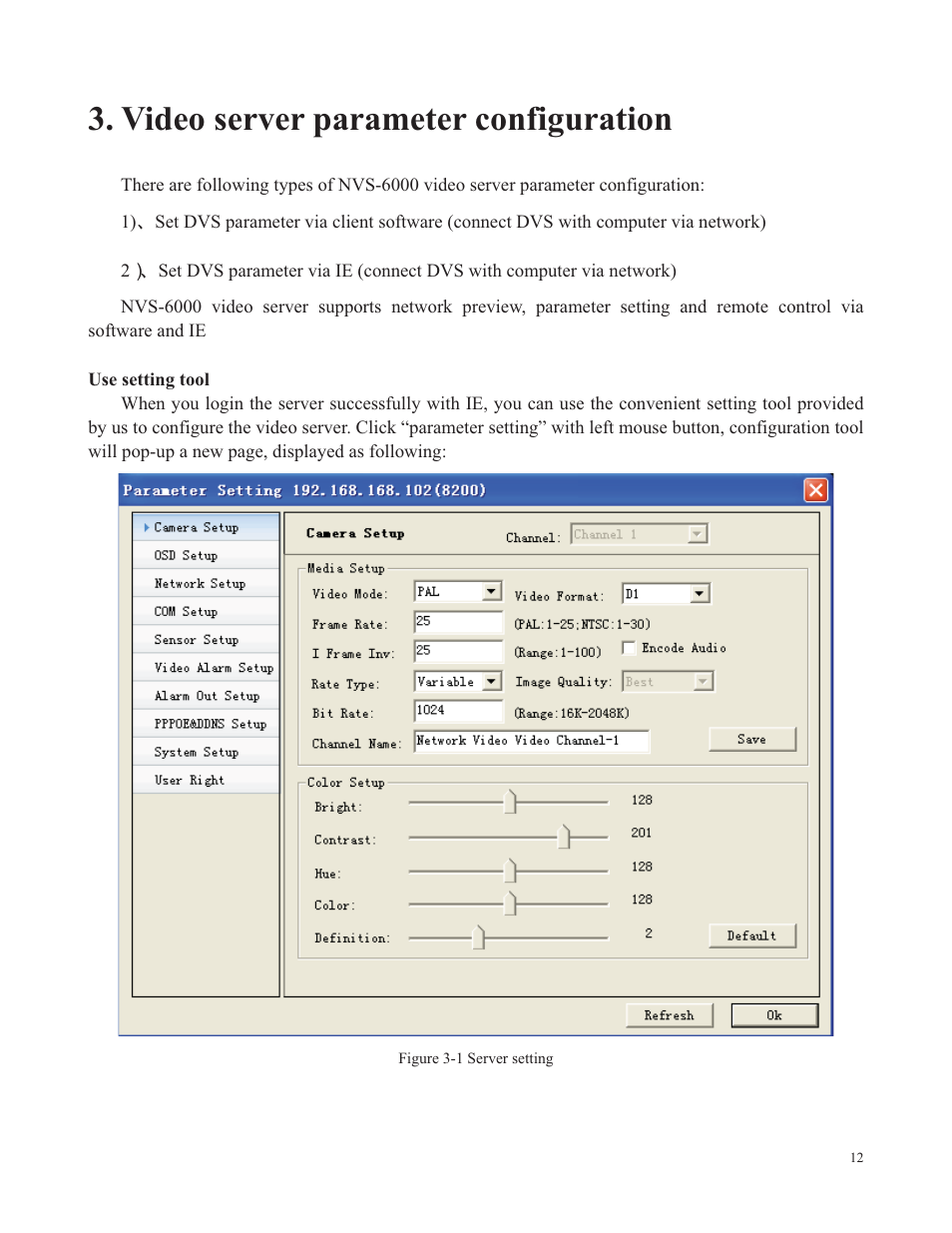 Video server parameter configuration | COP-USA SDDVR-WF User Manual | Page 14 / 82