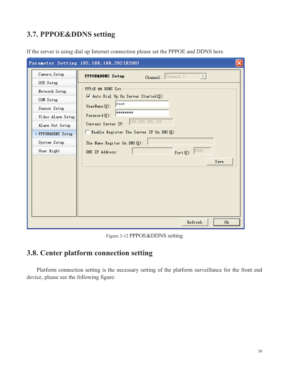 Pppoe&ddns setting, Center platform connection setting | COP-USA SDDVR-WF User Manual | Page 32 / 82