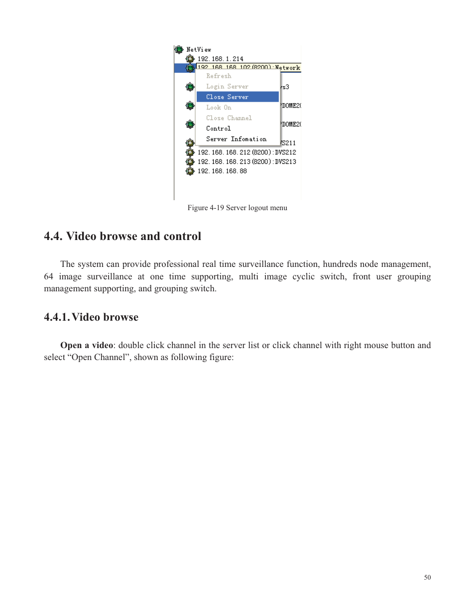 Video browse and control, Video browse | COP-USA SDDVR-WF User Manual | Page 52 / 82