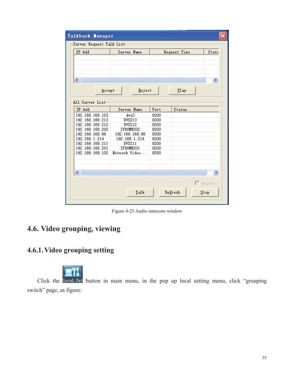 Video grouping, viewing, Video grouping setting | COP-USA SDDVR-WF User Manual | Page 57 / 82
