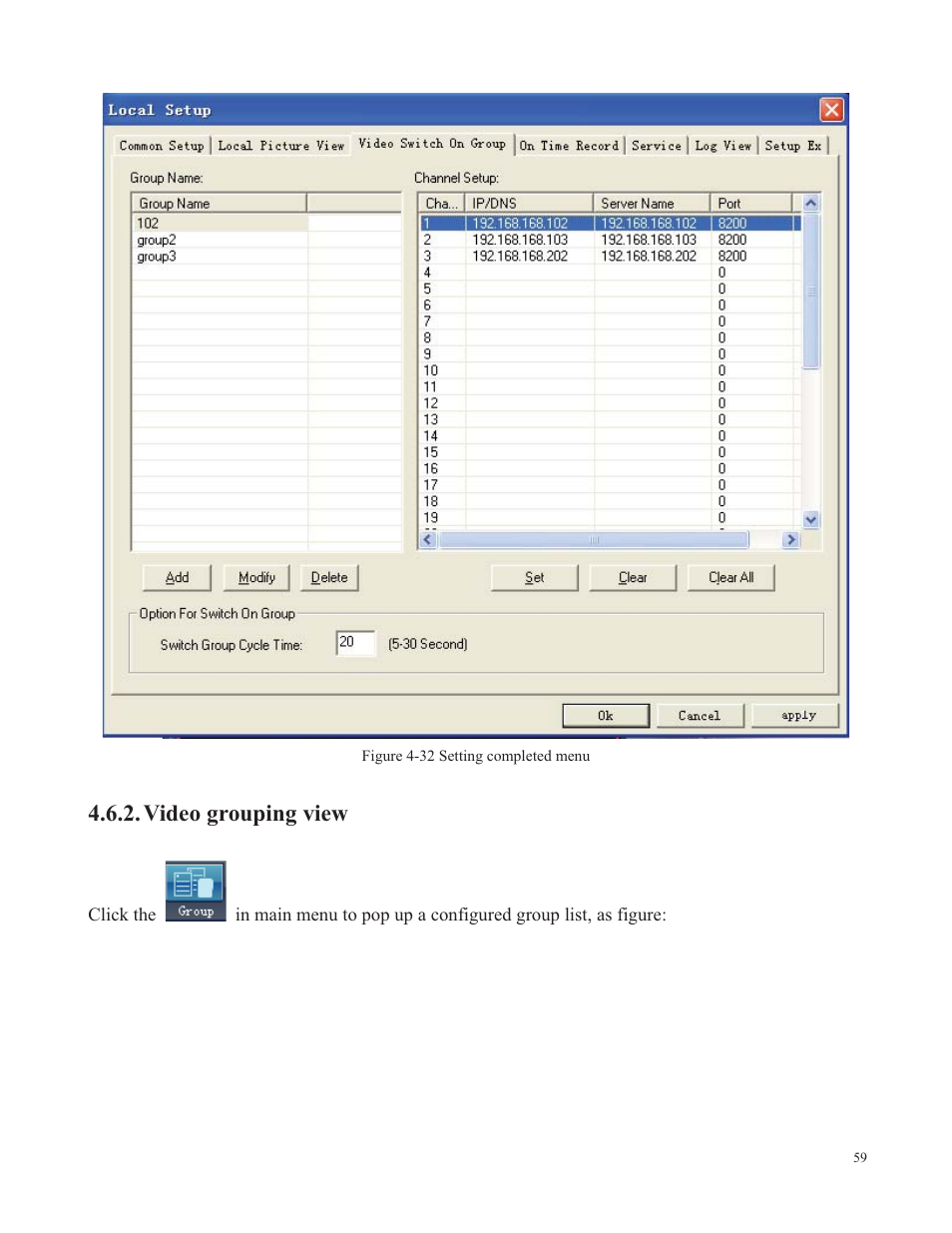 Video grouping view | COP-USA SDDVR-WF User Manual | Page 61 / 82