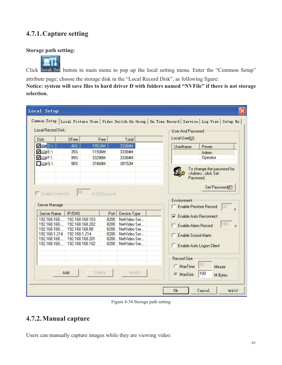 Capture setting, Manual capture | COP-USA SDDVR-WF User Manual | Page 63 / 82