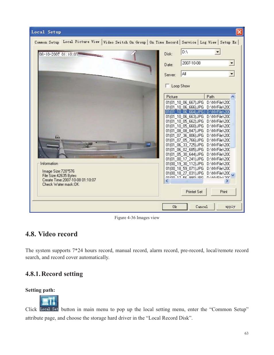 Video record, Record setting | COP-USA SDDVR-WF User Manual | Page 65 / 82