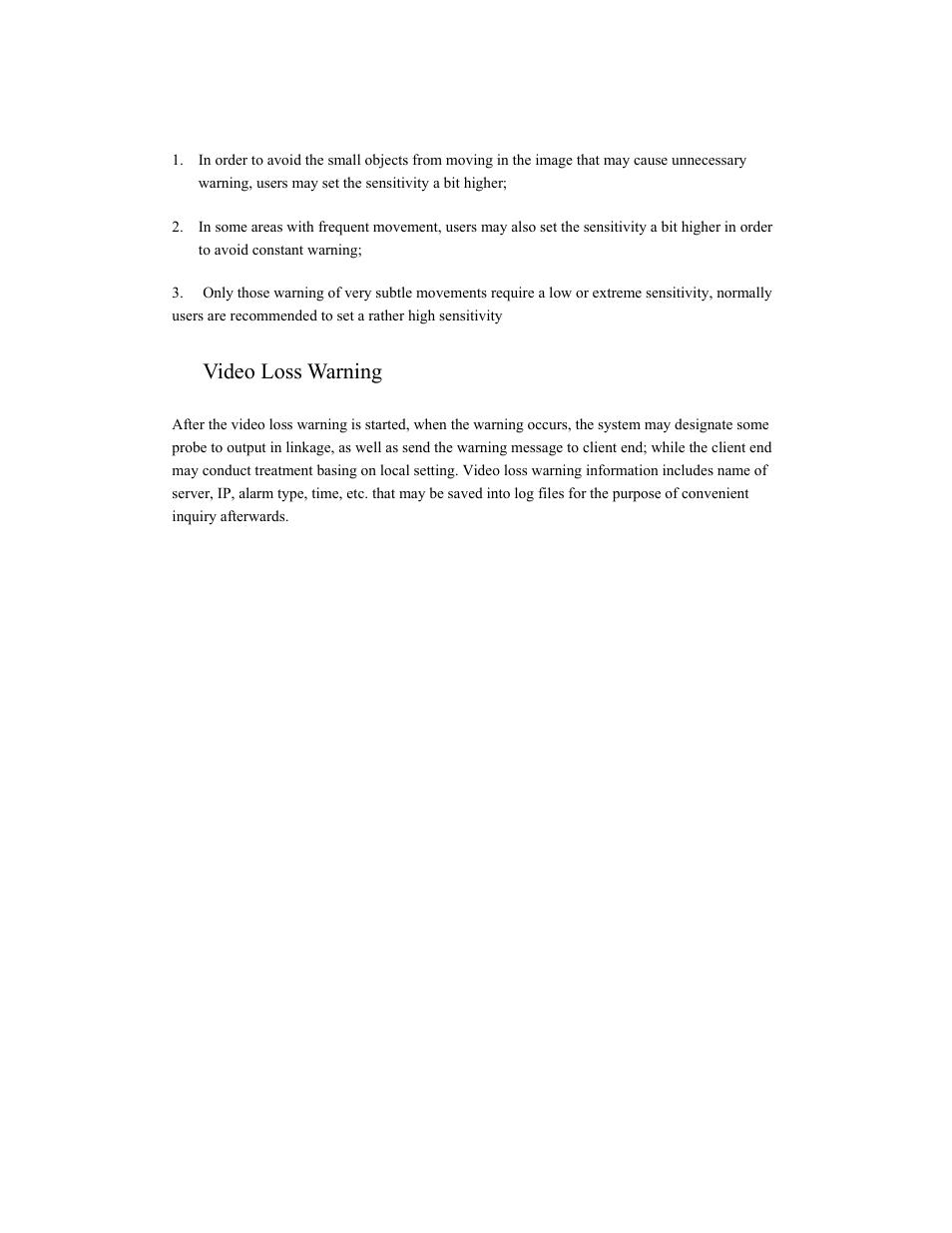 Video loss warning | COP-USA ALC-WF User Manual | Page 45 / 66