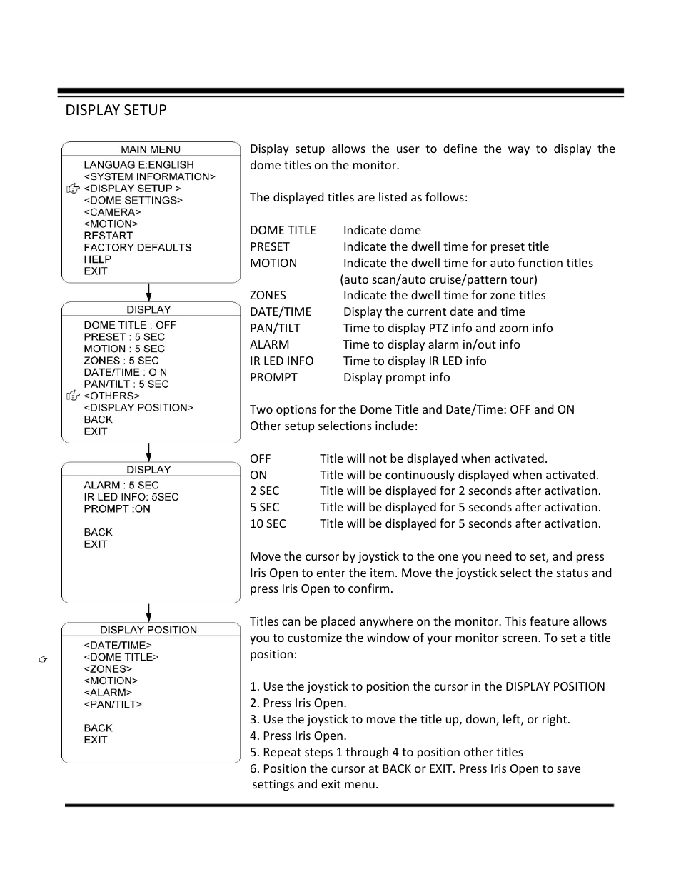 Display setup | COP-USA CD55-SDI-IRWPTK User Manual | Page 26 / 54